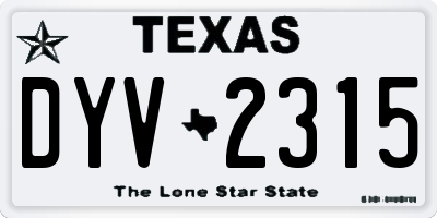 TX license plate DYV2315