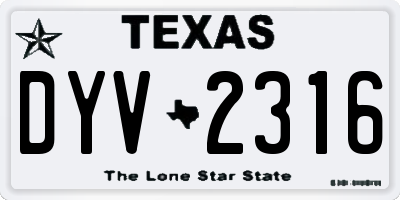 TX license plate DYV2316