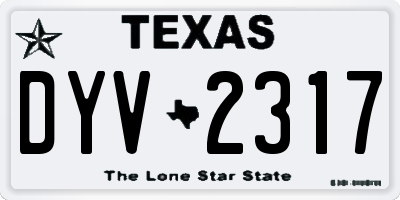 TX license plate DYV2317