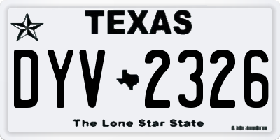 TX license plate DYV2326
