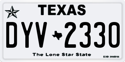 TX license plate DYV2330