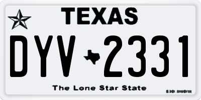 TX license plate DYV2331