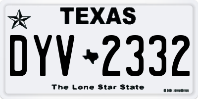 TX license plate DYV2332