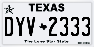 TX license plate DYV2333