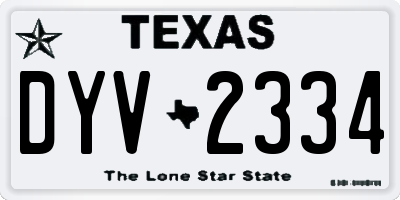TX license plate DYV2334