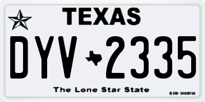 TX license plate DYV2335