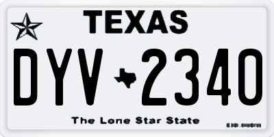 TX license plate DYV2340