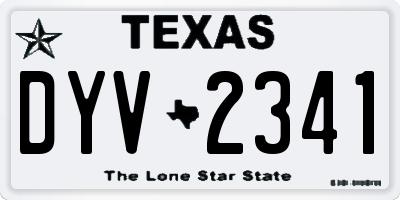 TX license plate DYV2341