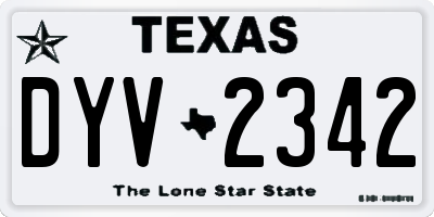 TX license plate DYV2342
