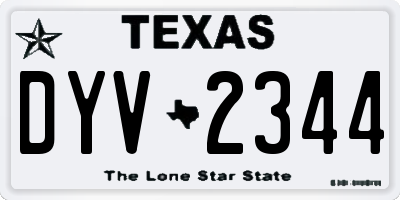 TX license plate DYV2344