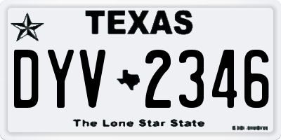 TX license plate DYV2346