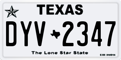 TX license plate DYV2347