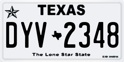 TX license plate DYV2348