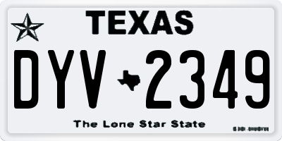 TX license plate DYV2349