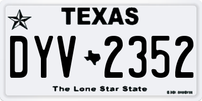 TX license plate DYV2352