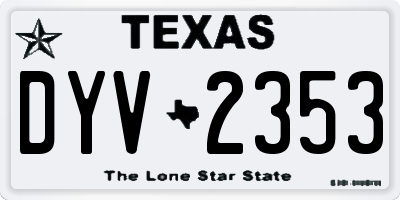 TX license plate DYV2353