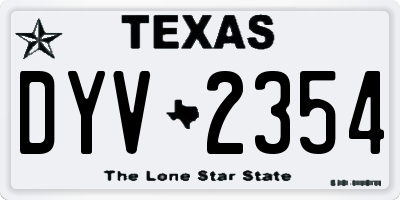TX license plate DYV2354