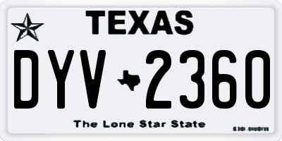 TX license plate DYV2360