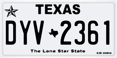 TX license plate DYV2361