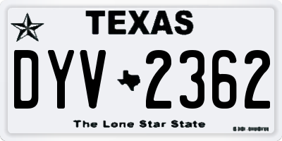 TX license plate DYV2362
