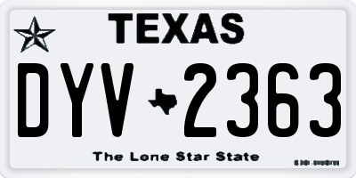 TX license plate DYV2363