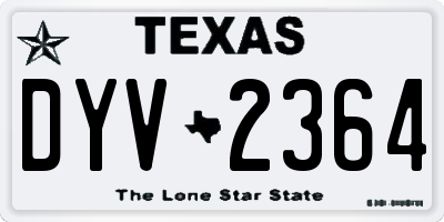 TX license plate DYV2364