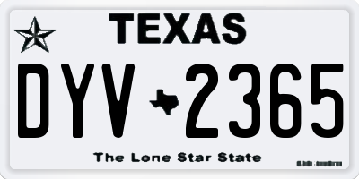 TX license plate DYV2365