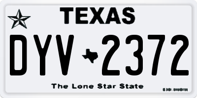TX license plate DYV2372