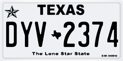 TX license plate DYV2374