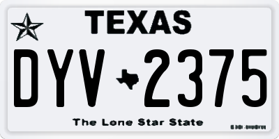 TX license plate DYV2375