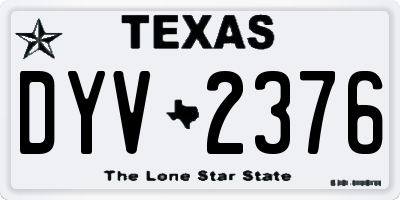 TX license plate DYV2376
