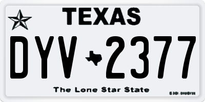 TX license plate DYV2377