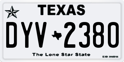 TX license plate DYV2380
