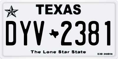 TX license plate DYV2381