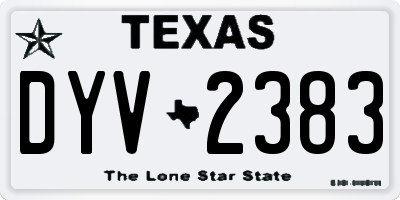 TX license plate DYV2383