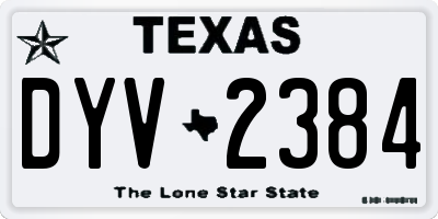 TX license plate DYV2384
