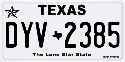 TX license plate DYV2385