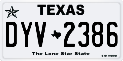 TX license plate DYV2386