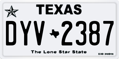 TX license plate DYV2387