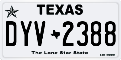 TX license plate DYV2388