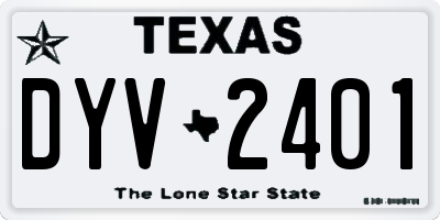 TX license plate DYV2401