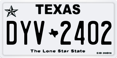 TX license plate DYV2402