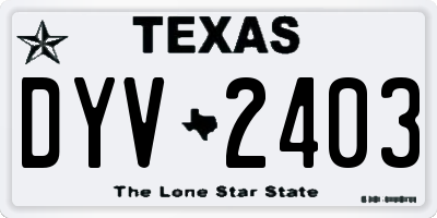 TX license plate DYV2403