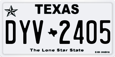 TX license plate DYV2405