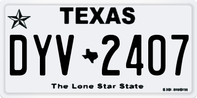 TX license plate DYV2407