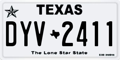 TX license plate DYV2411