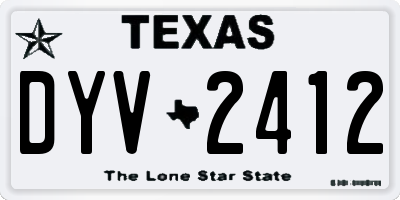 TX license plate DYV2412