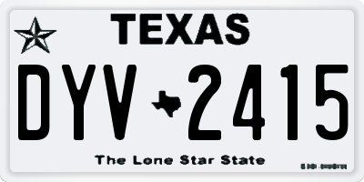 TX license plate DYV2415