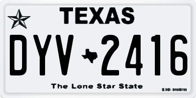 TX license plate DYV2416