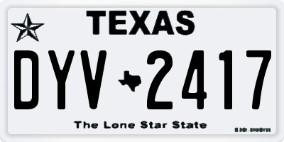 TX license plate DYV2417